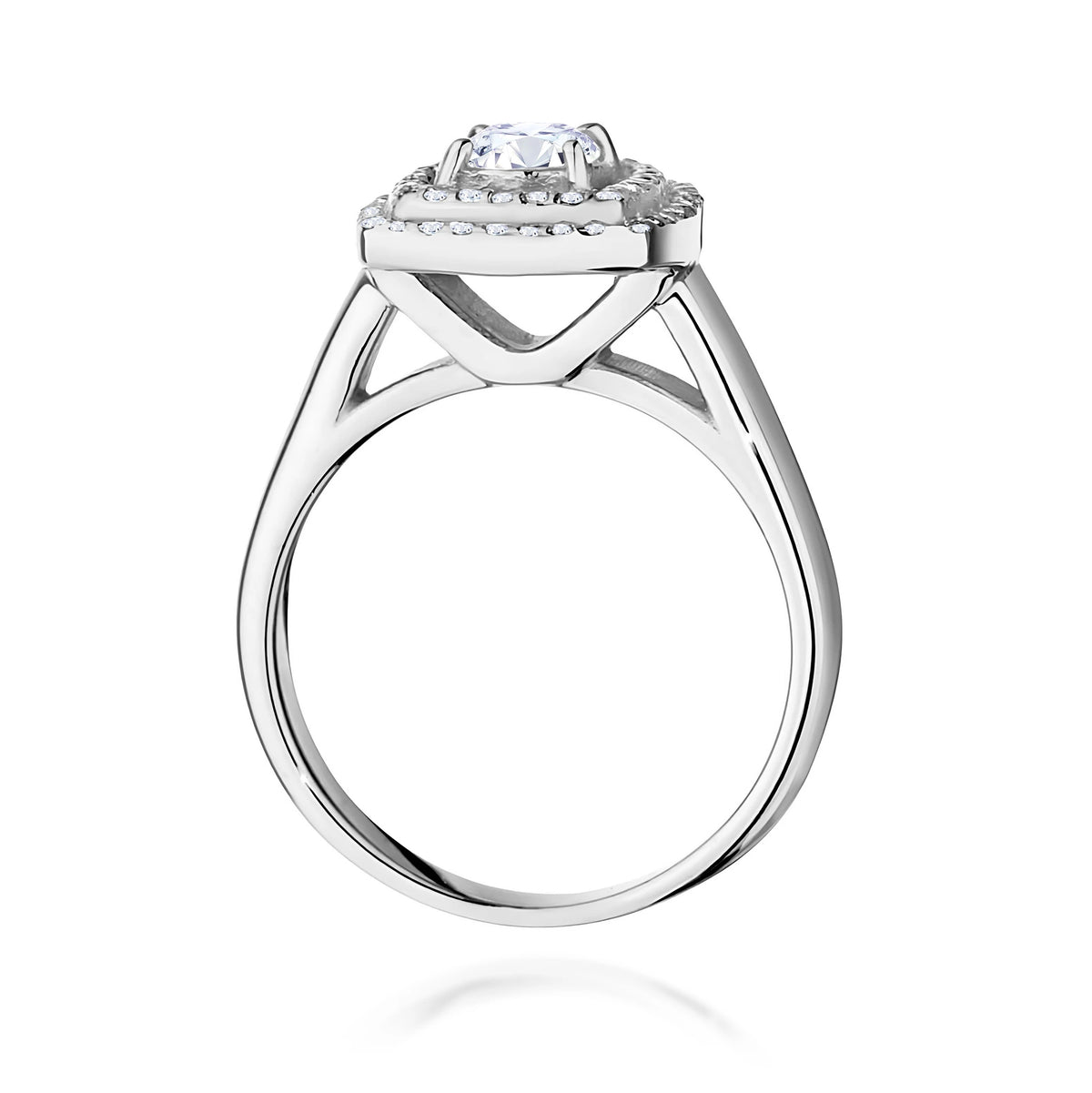 Ring aus 585er Weißgold mit 0,40 ct Round/Brilliant-Labordiamant und 56 Labordiamanten, 0,28 ct