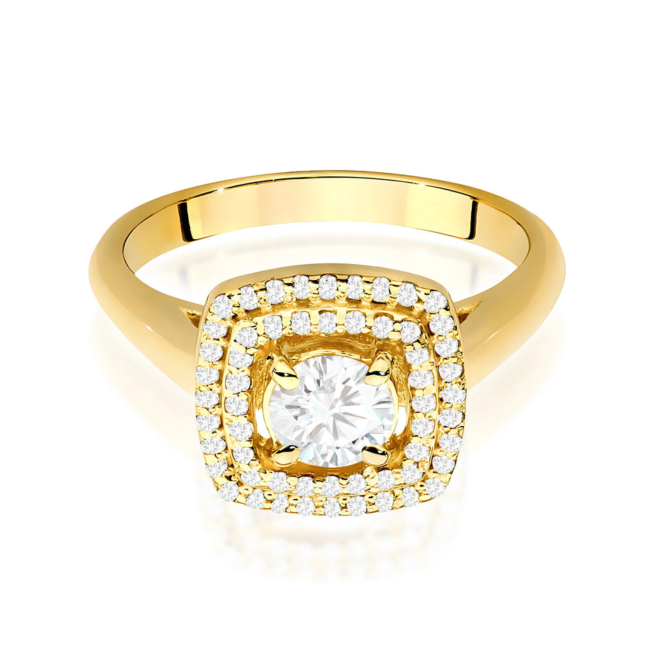 Ring aus Gelbgold mit Labordiamant 0,40 ct Round/Brilliant und 56 × 0,005 ct Labordiamanten