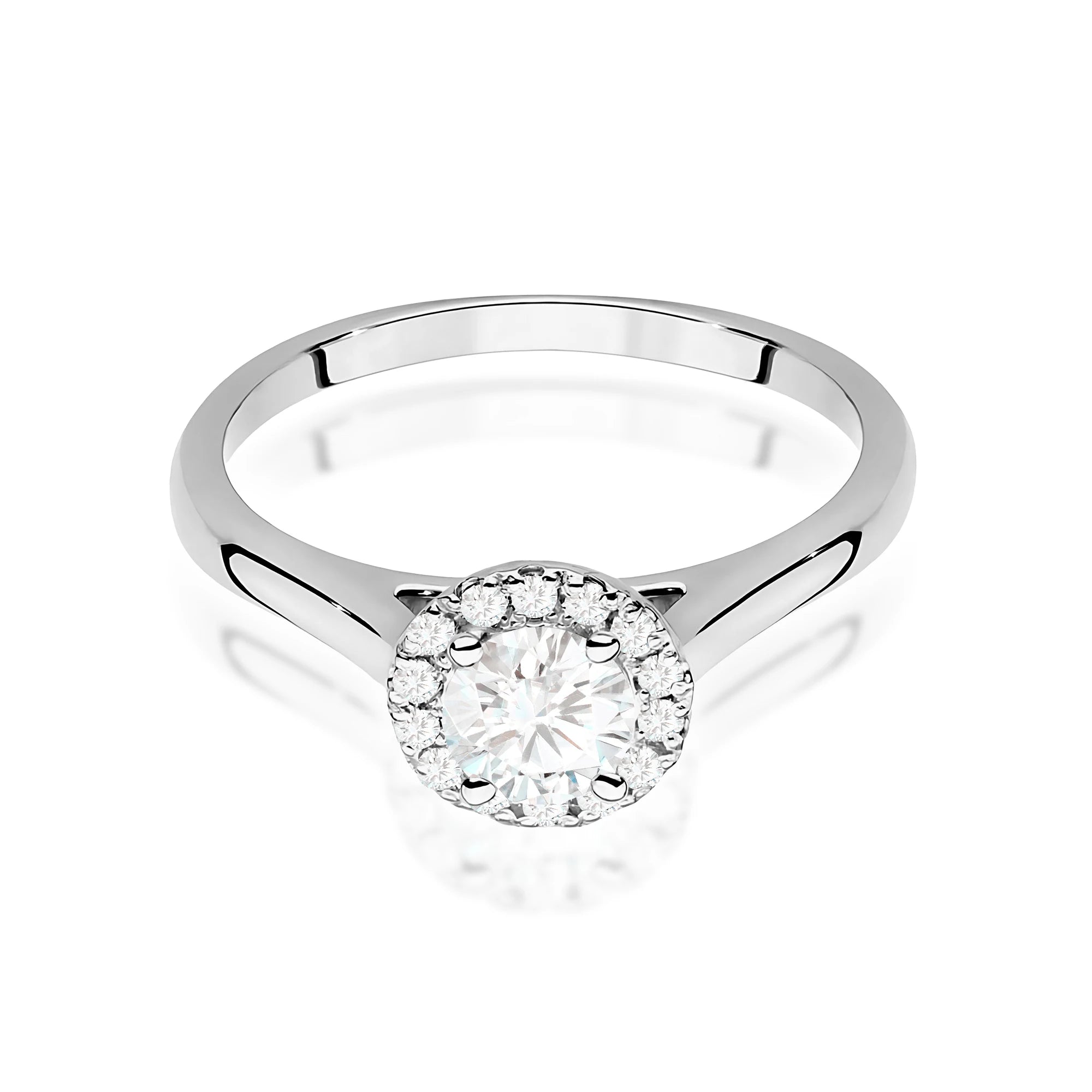 White Gold engagement ring with Round 0.50 ct Central and 0.12 ct Sideline Lab-grown Diamonds by GREMARI, 14K (585) gold