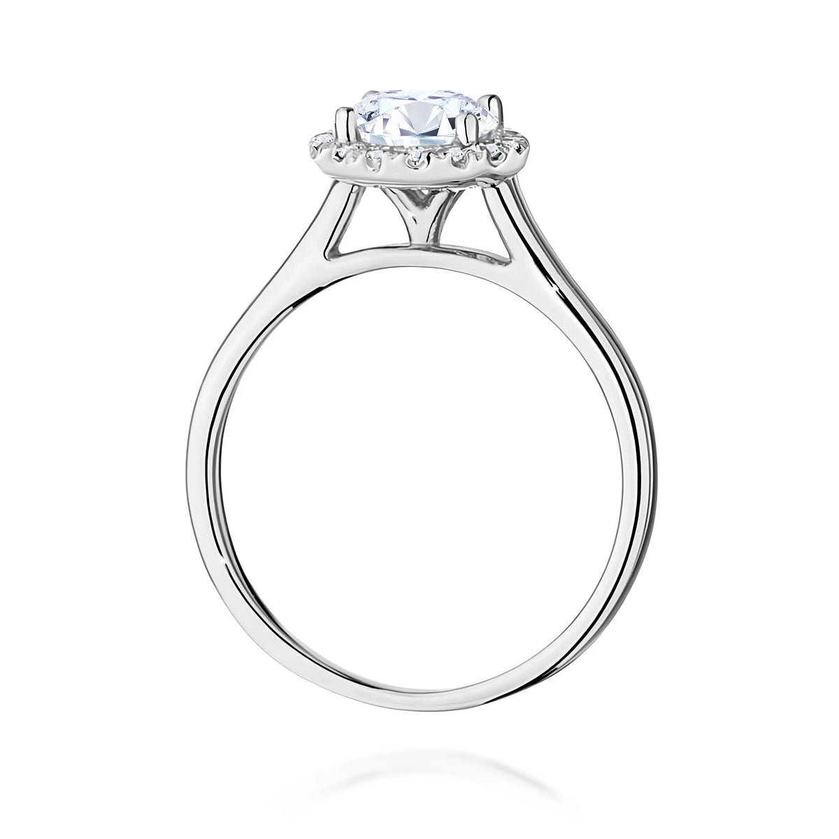 GREMARI 14K (585) White Gold engagement ring with Round 1.00 ct Central and 0.138 ct Sideline Lab-grown Diamonds