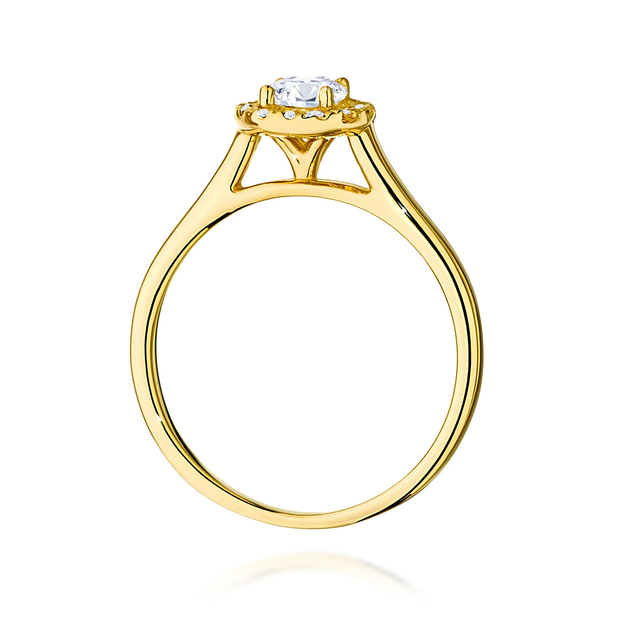 GREMARI 14K (585) Yellow Gold engagement ring with Round 0.40 ct Central and 0.12 ct Sideline Lab-grown Diamonds