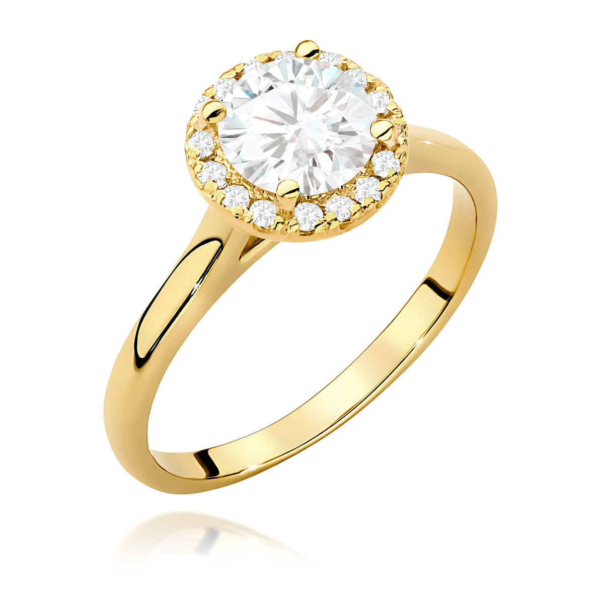GREMARI Yellow Gold engagement ring with Round 1.00 ct Central and 0.138 ct Sideline Lab-grown Diamonds