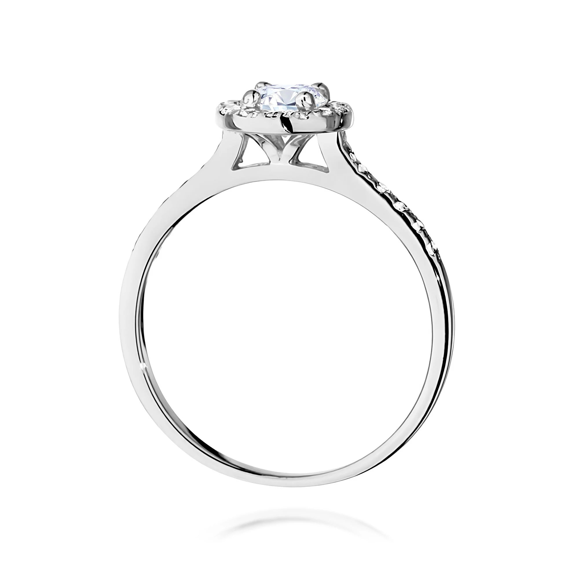 GREMARI 14K (585) White Gold engagement ring with Round 0.50 ct Central and 0.241 ct Sideline Lab-grown Diamonds