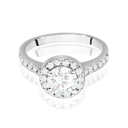 White Gold engagement ring with Round 1.00 ct Central and 0.377 ct Sideline Lab-grown Diamonds by GREMARI, 14K (585) gold
