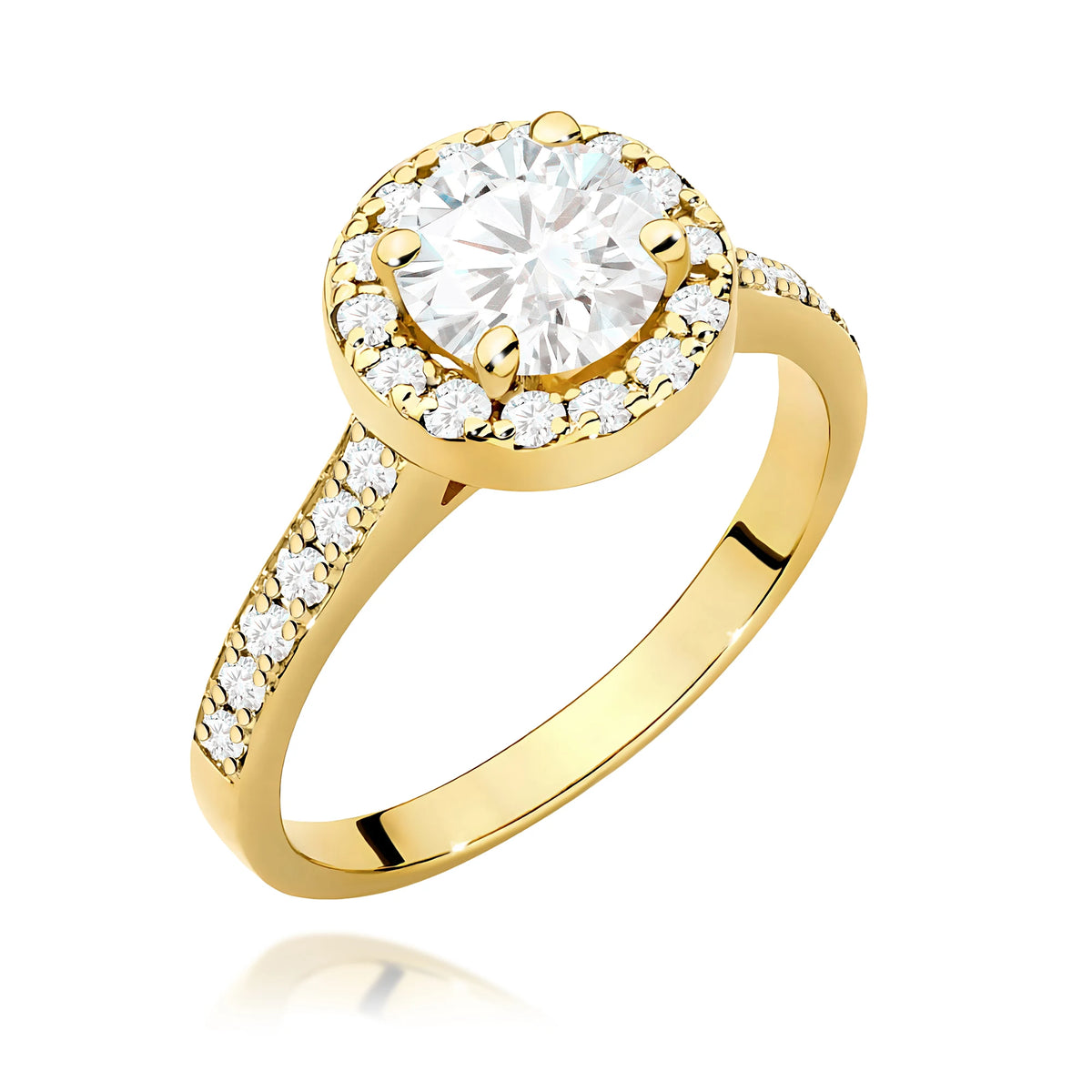 GREMARI Yellow Gold engagement ring with Round 1.00 ct Central and 0.377 ct Sideline Lab-grown Diamonds