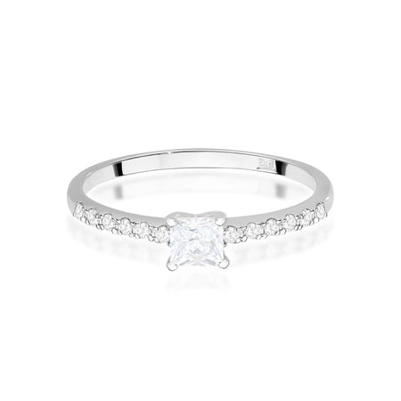 White Gold engagement ring with Princess 0.30 ct Central and 0.103 ct Sideline Lab-grown Diamonds by GREMARI, 14K (585) gold