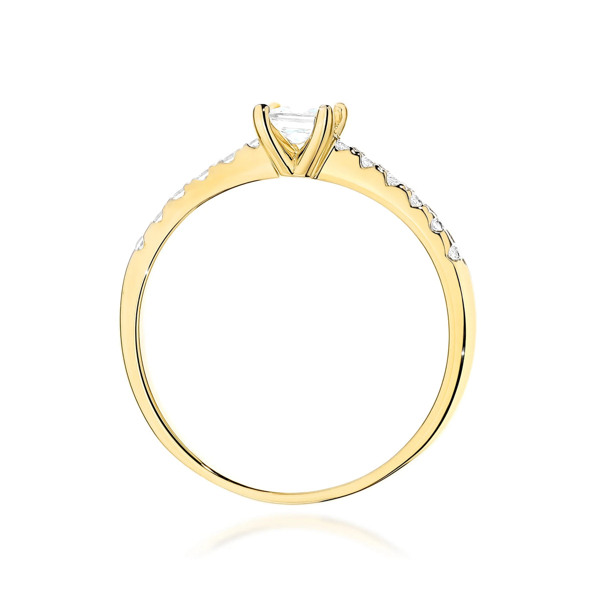 GREMARI 14K (585) Yellow Gold engagement ring with Princess 0.30 ct Central and 0.103 ct Sideline Lab-grown Diamonds