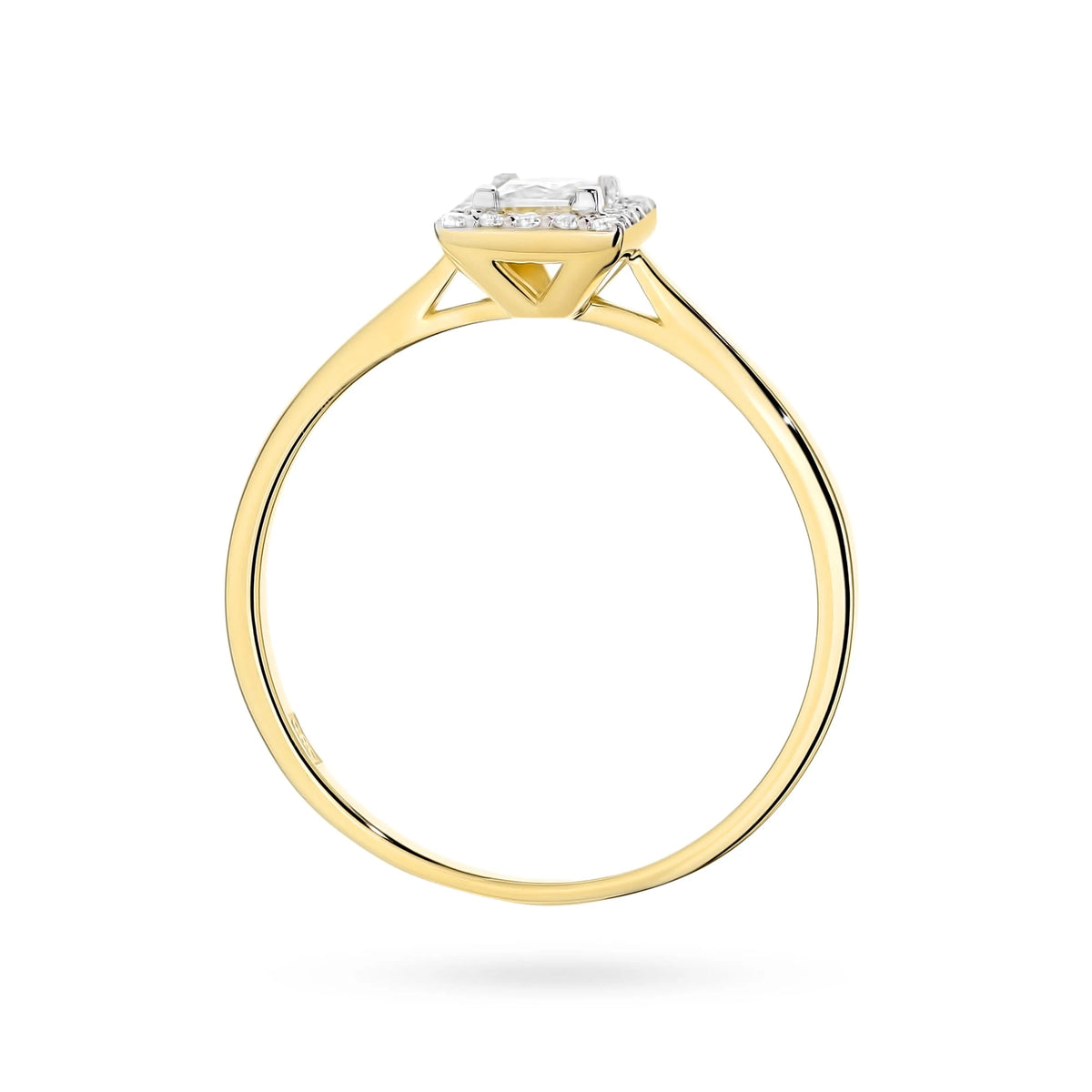 GREMARI 14K (585) Yellow Gold engagement ring with Princess 0.15 ct Central and 0.08 ct Sideline Lab-grown Diamonds