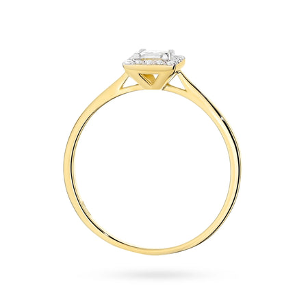 GREMARI 14K (585) Yellow Gold engagement ring with Princess 0.15 ct Central and 0.08 ct Sideline Lab-grown Diamonds