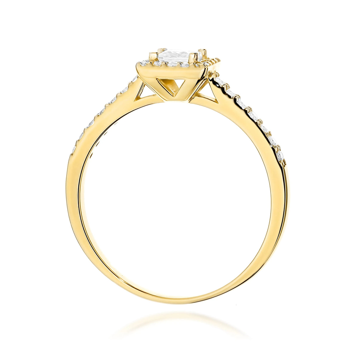 GREMARI 14K (585) Yellow Gold engagement ring with Princess 0.30 ct Central and 0.20 ct Sideline Lab-grown Diamonds