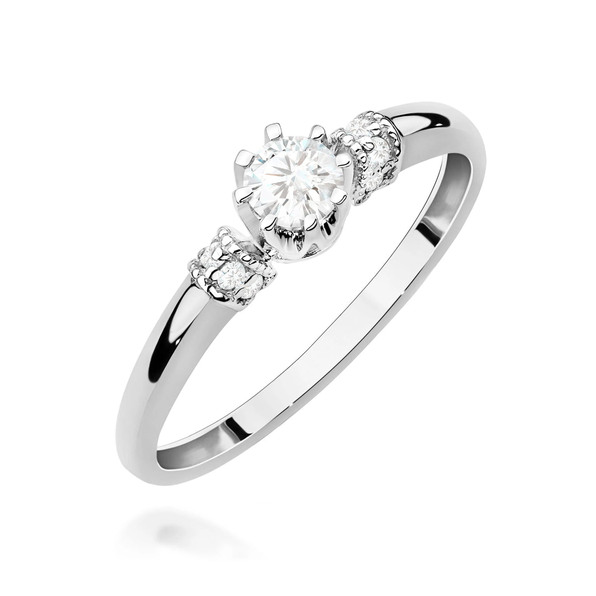 GREMARI White Gold engagement ring with Round 0.25 ct Central and 0.07 ct Sideline Lab-grown Diamonds