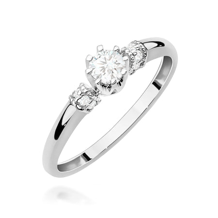 GREMARI White Gold engagement ring with Round 0.25 ct Central and 0.07 ct Sideline Lab-grown Diamonds