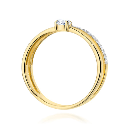 GREMARI 14K (585) Yellow Gold engagement ring with Round 0.25 ct Central and 0.16 ct Sideline Lab-grown Diamonds