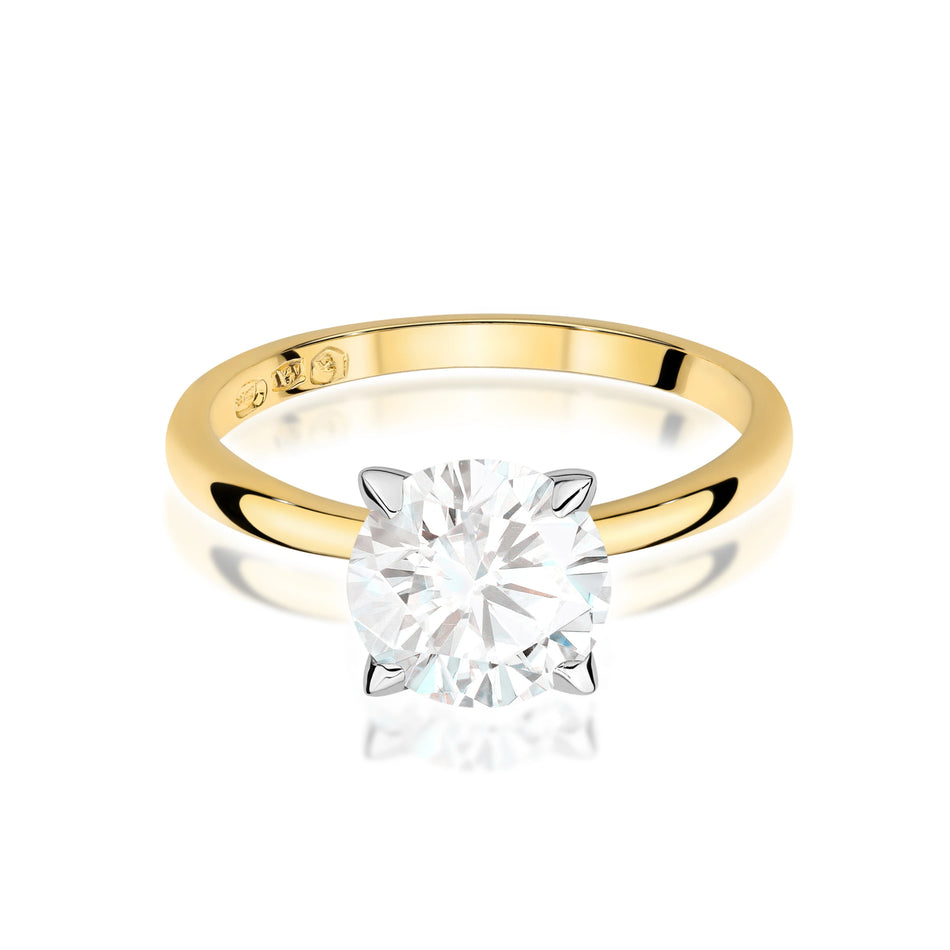 Goldring mit rundem Labordiamant 2,00 ct