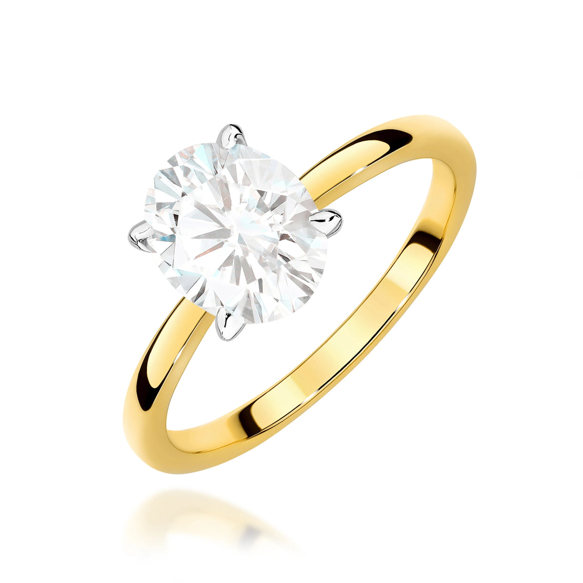 Ring aus Gelbgold mit Labordiamant 1,50 ct Oval