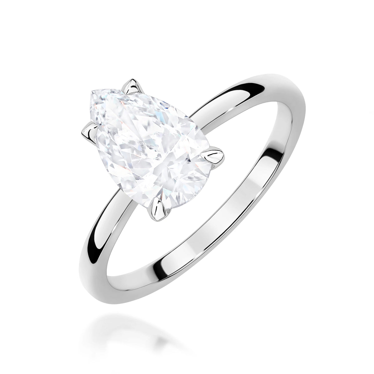 Ring aus Weißgold mit Labordiamant Pear, 1,50 ct
