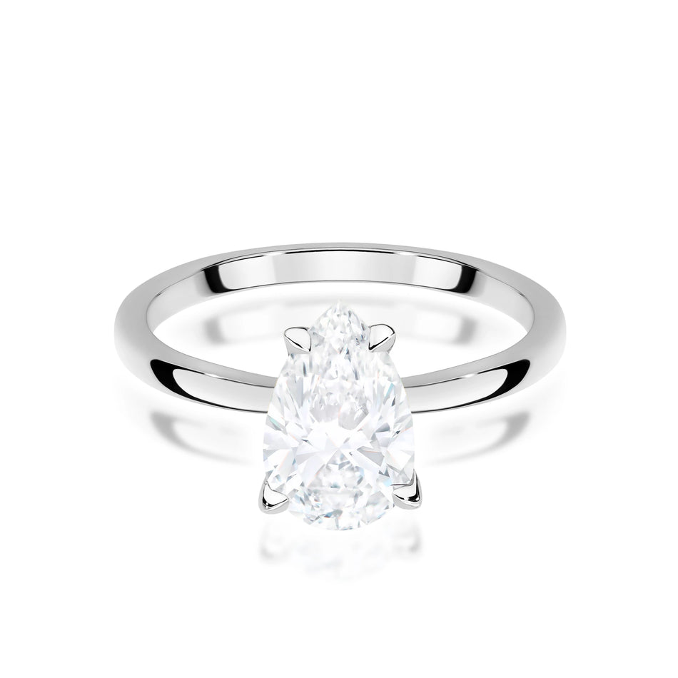 Ring aus Weißgold mit Labordiamant Pear, 1,50 ct