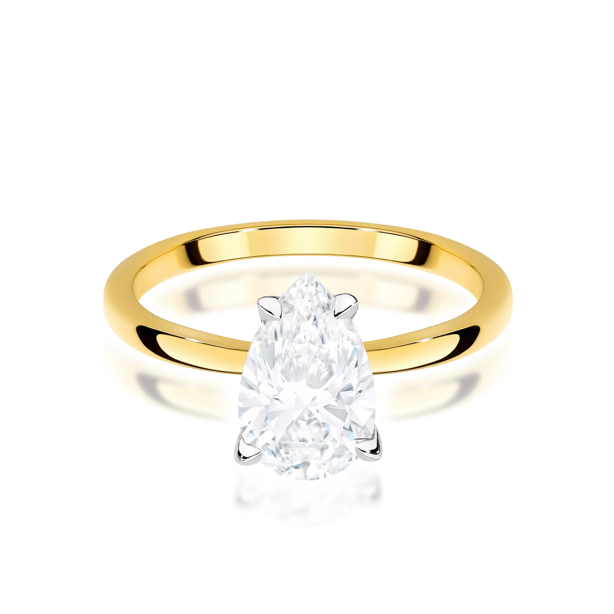 Ring aus Gelbgold mit Labordiamant Pear, 1,50 ct