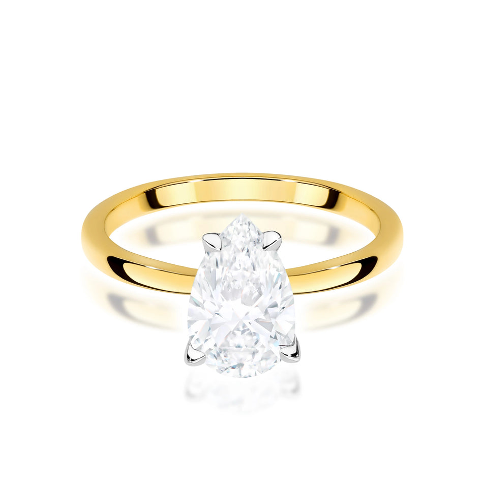 Ring aus Gelbgold mit Labordiamant Pear, 1,50 ct