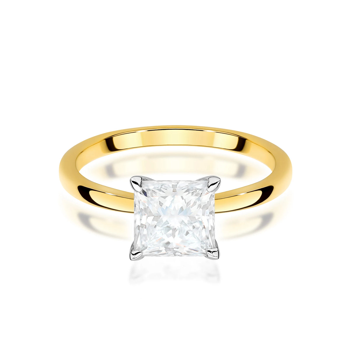 Yellow Gold engagement ring with Princess 1.00 ct Lab-grown Diamond by GREMARI, 14K (585) gold