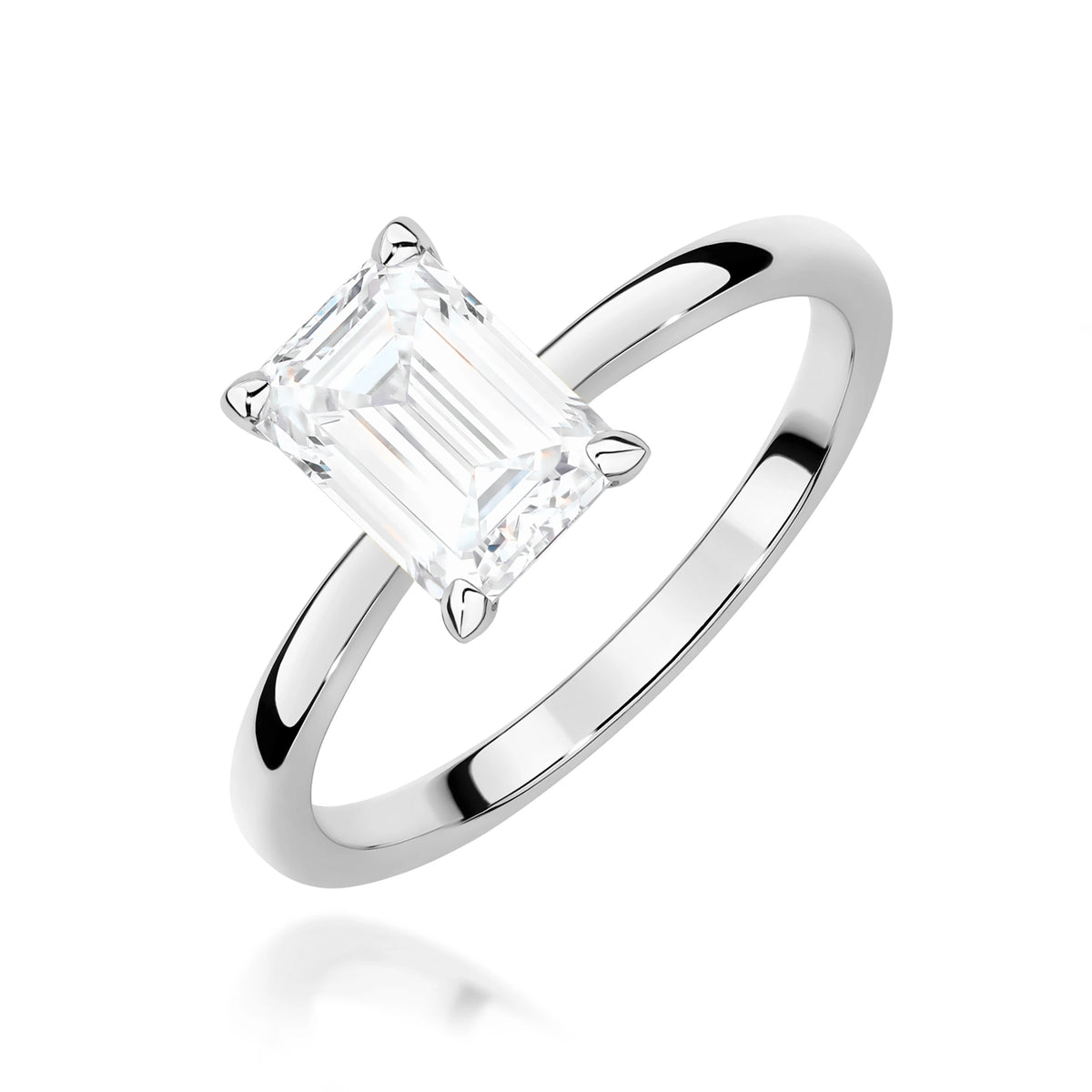 Ring aus Weißgold – Labordiamant Emerald, 1,50 ct