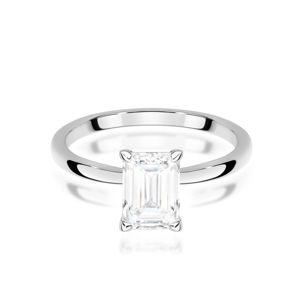 Ring aus Weißgold – Labordiamant Emerald, 1,50 ct