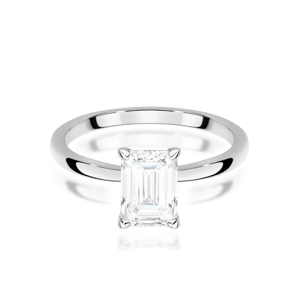 Ring aus Weißgold – Labordiamant Emerald, 1,50 ct