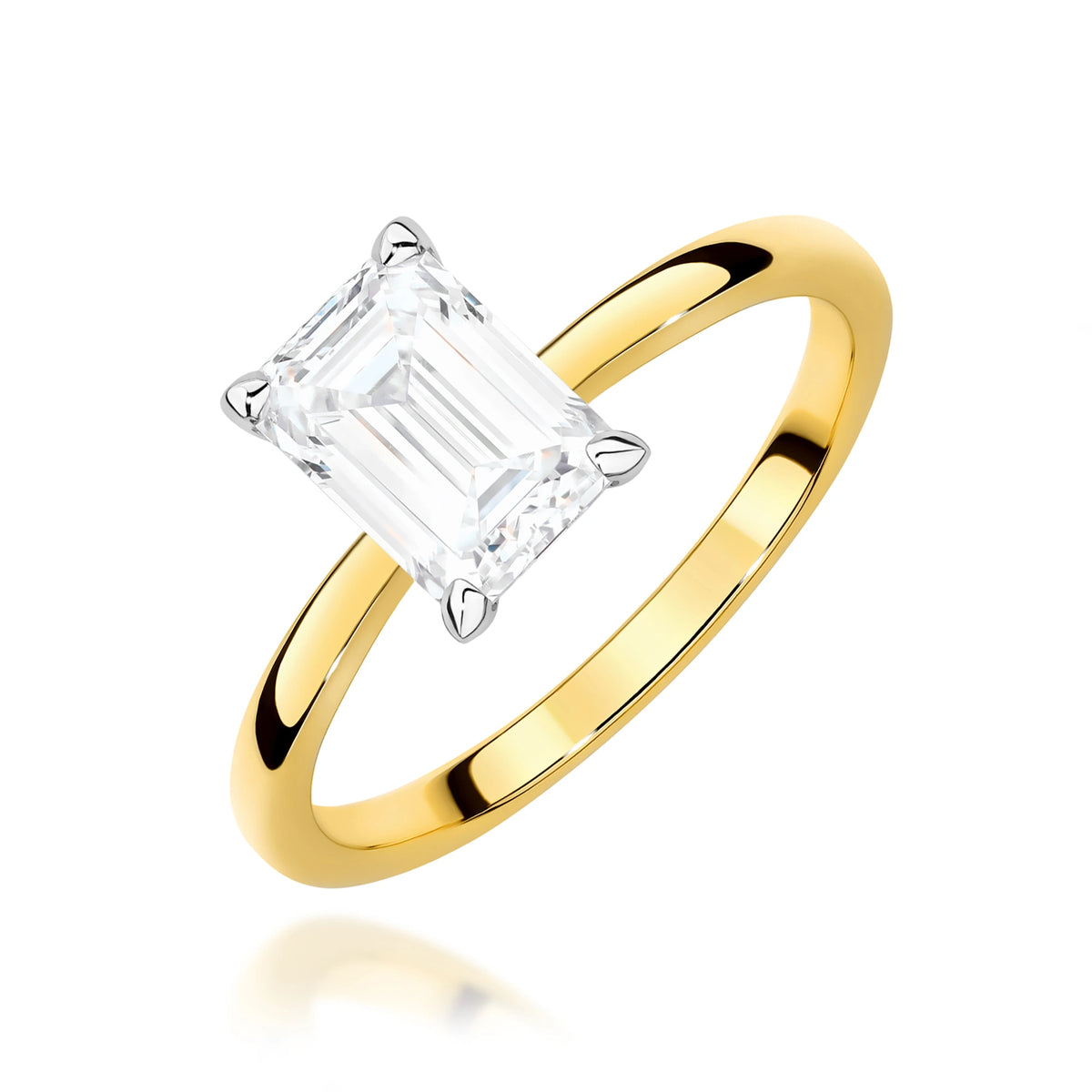 Ring aus Gelbgold – Labordiamant Emerald, 1,50 ct