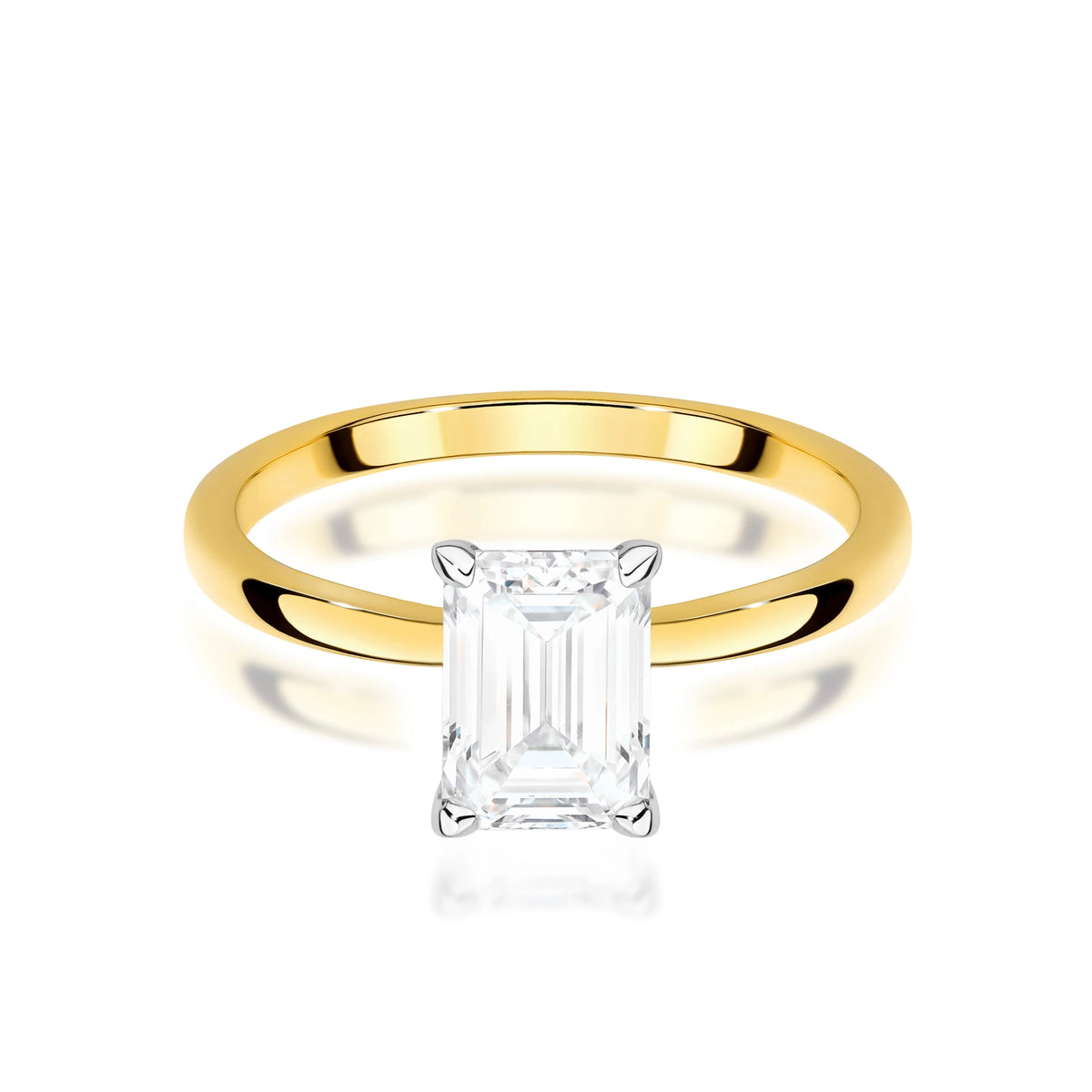Ring aus Gelbgold – Labordiamant Emerald, 1,50 ct