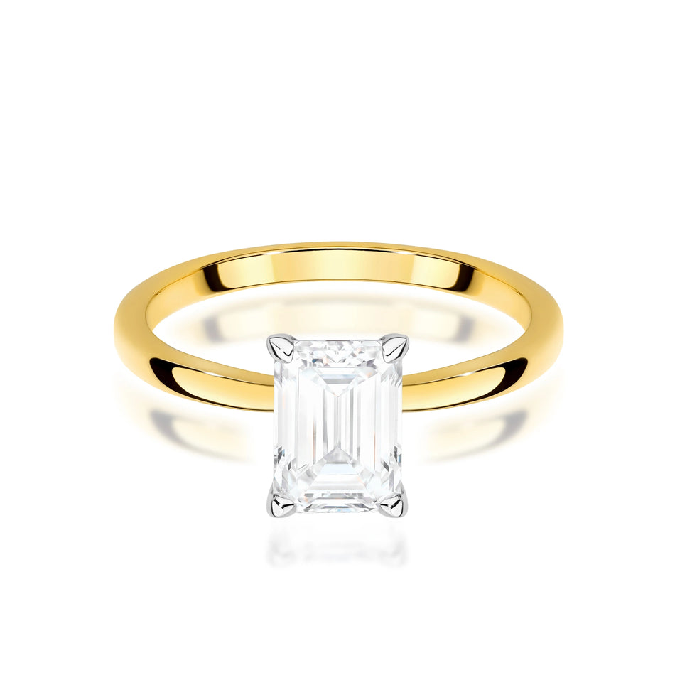Ring aus Gelbgold – Labordiamant Emerald, 1,50 ct