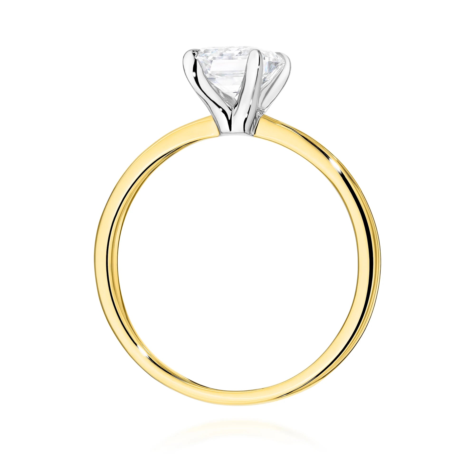 GREMARI 14K (585) Yellow Gold engagement ring with Emerald 1.00 ct Lab-grown Diamond