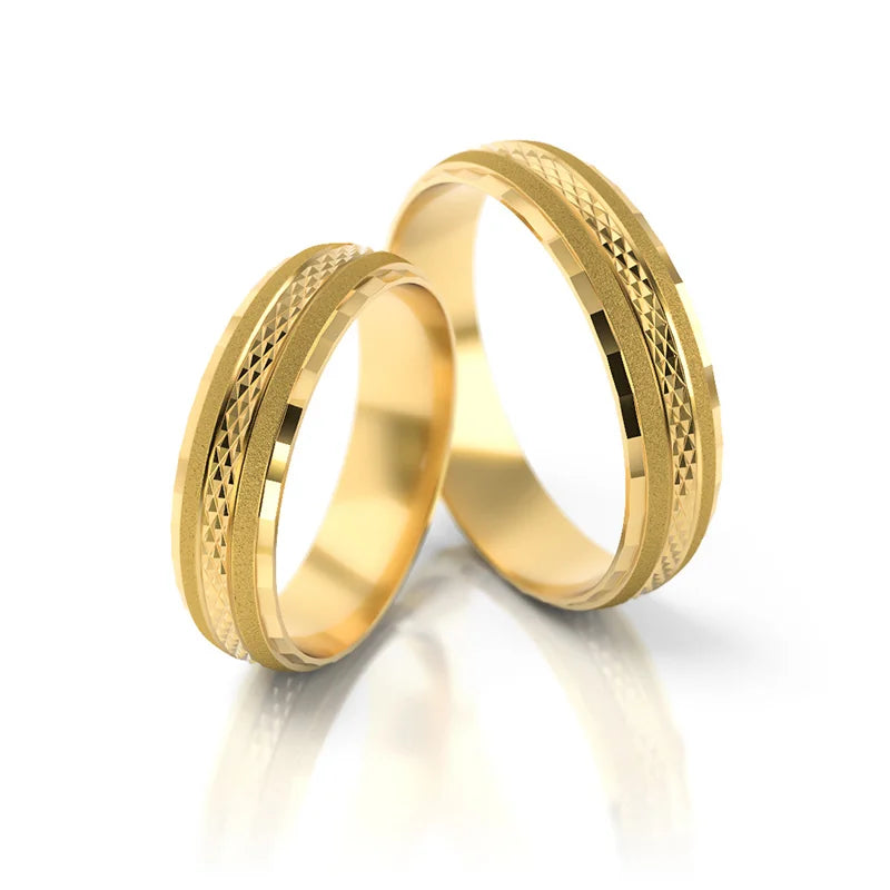 Classic Half-round Gold Wedding Bands Rings 5mm