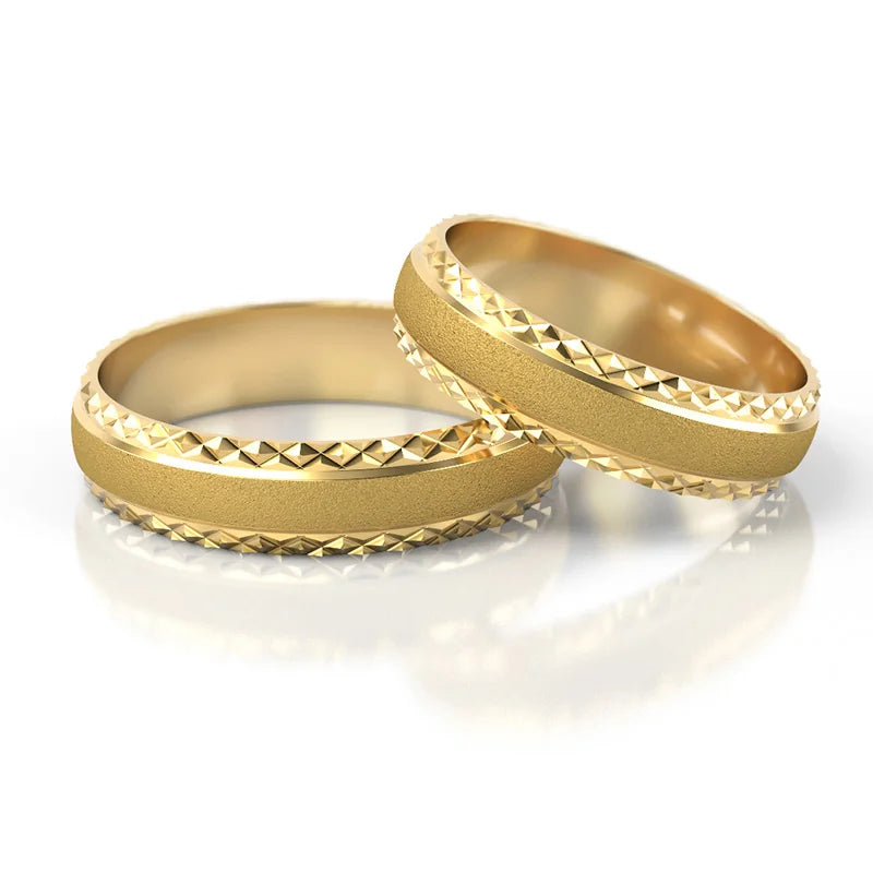 Classic Half-round Gold Wedding Bands Rings 5mm