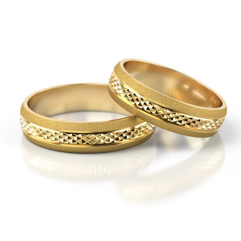 Classic Half-round Gold Wedding Bands Rings 5mm