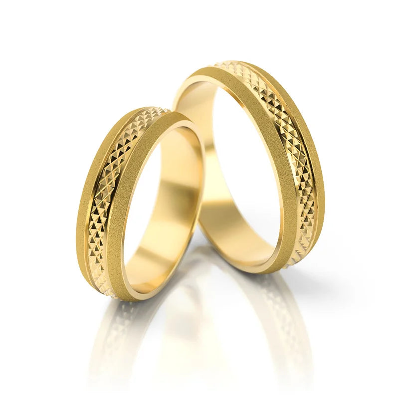 Classic Half-round Gold Wedding Bands Rings 5mm