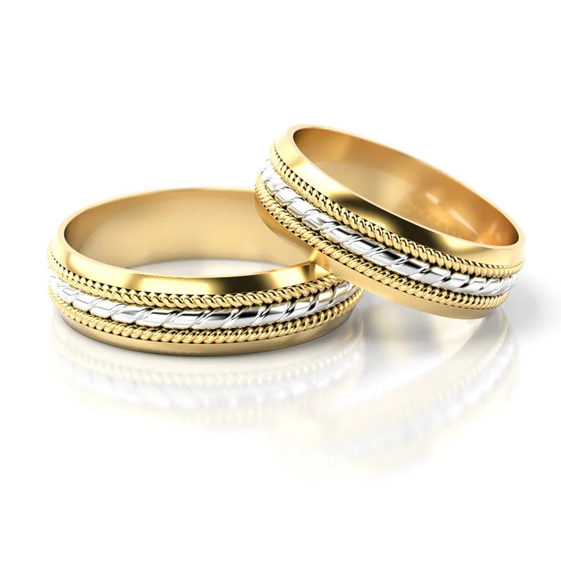 Exquisite Two-color Gold Wedding Bands Rings 5.5mm