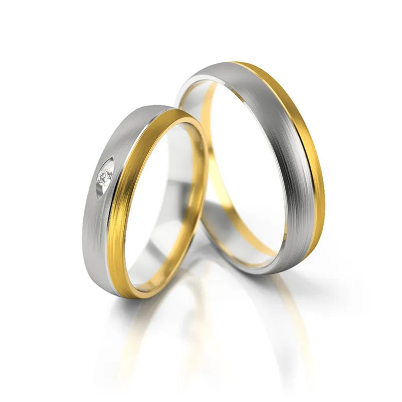 Bicolor Gold Trauringe mit Zirkonia 4.5mm