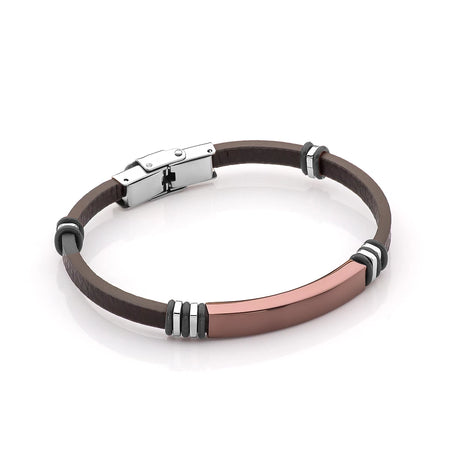 Herren-Leder- und Stahlarmband zum Gravieren BS025