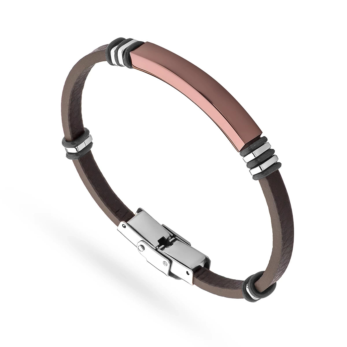 Herren-Leder- und Stahlarmband zum Gravieren BS025