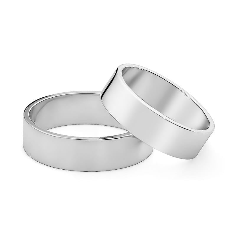 Classic Flat Gold Wedding Bands Rings 6mm