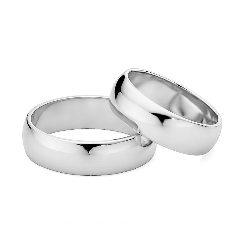 Classic Half-round Gold Wedding Bands Rings 6mm