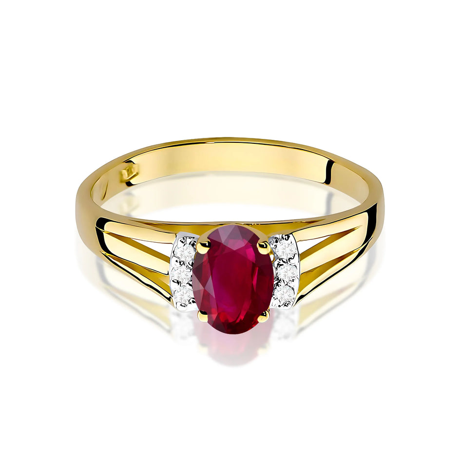 Gold Ring with 0.60ct Ruby and Diamonds