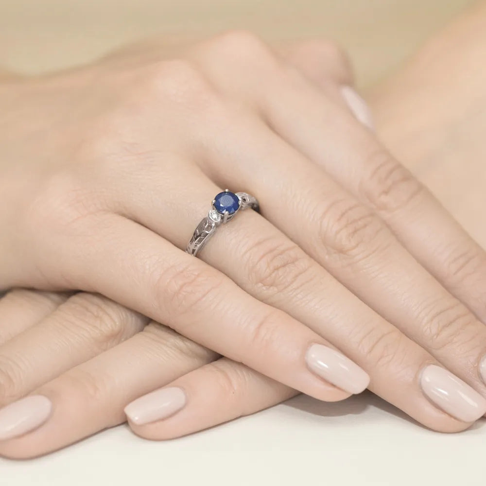 Goldring mit 0,50 ct Saphir und 0,02 ct Diamanten W0014-SAB-01