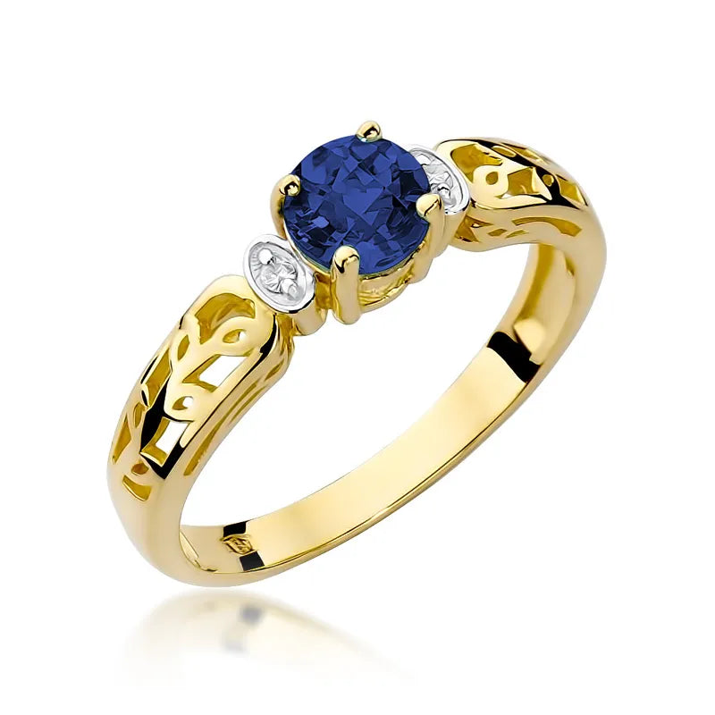 Goldring mit 0,50 ct Saphir und 0,02 ct Diamanten W0014-SAB-01