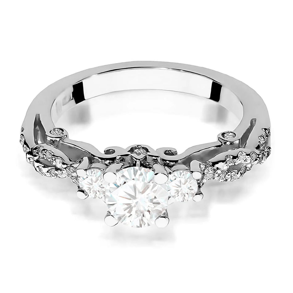 Vintage-Trilogie-Ring aus 585er Gold mit 0,50 ct Round/Brilliant-Labordiamant und 0,339 ct Labordiamanten