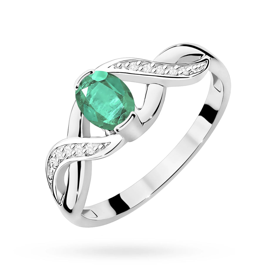Ring aus Weißgold mit 0,40 ct Smaragd und 0,05 ct Diamanten