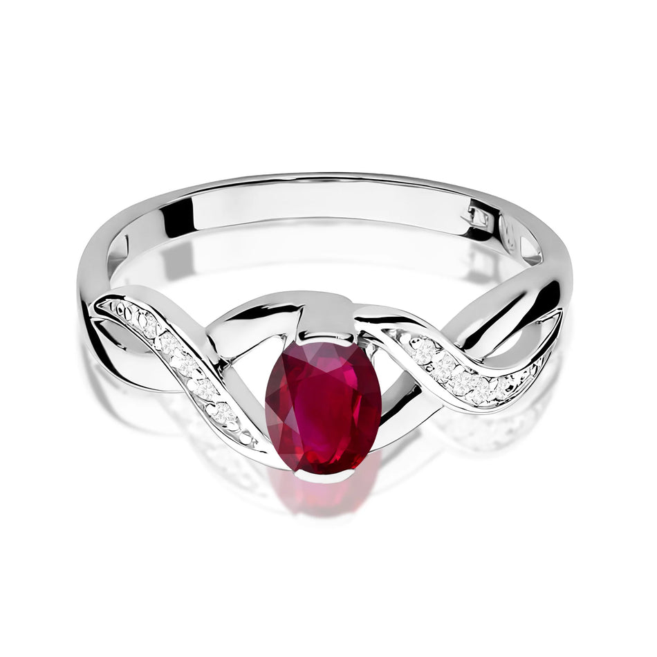 Gold Ring with 0.60ct Ruby and 0.05ct Diamonds