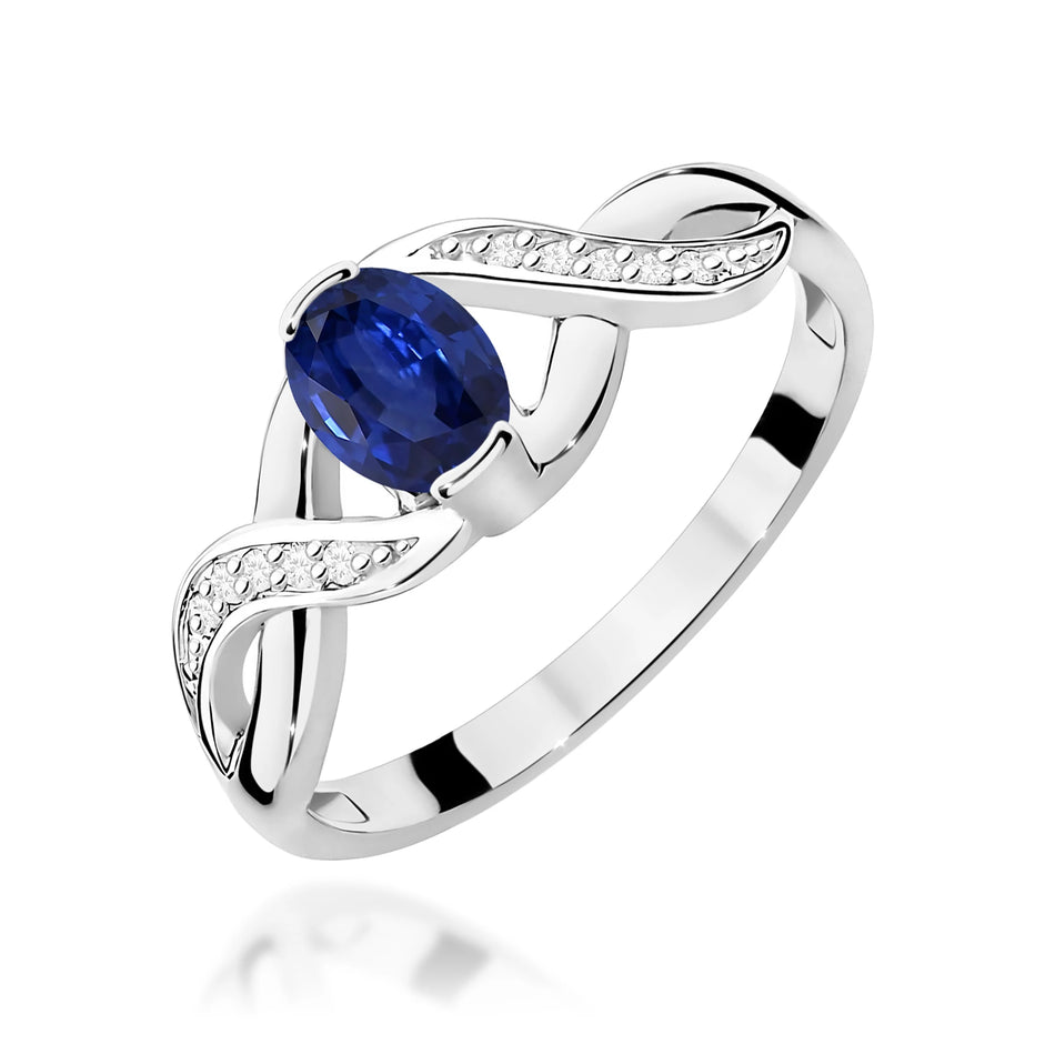 Ring aus Weißgold mit 0,70 ct Saphir und 0,05 ct Diamanten