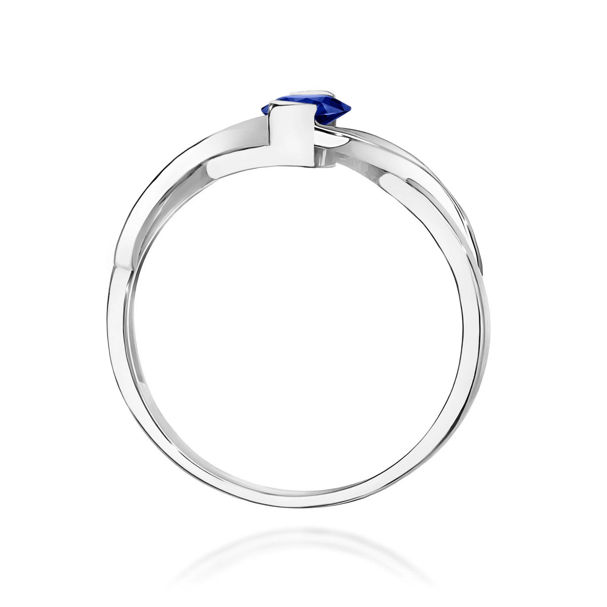 Infinity-Ring aus 585er Weißgold mit ovalem Saphir 0,70 ct und Diamanten 0,05 ct