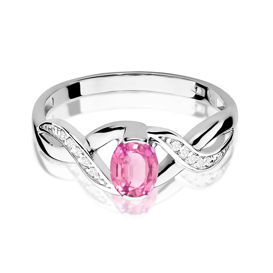 Gold Ring with 0.45ct Pink Sapphire and 0.05ct Diamonds